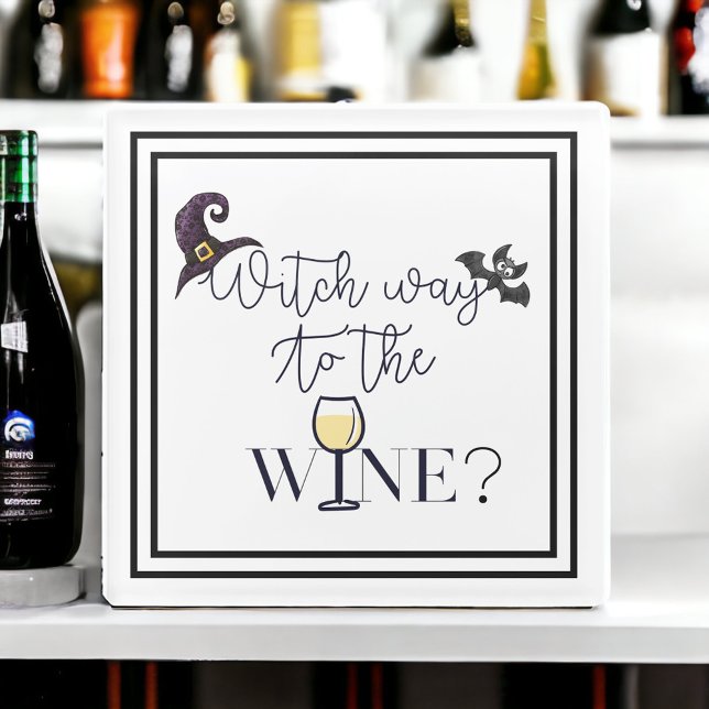 Dessous-de-verre En Verre Witch Way To Wine Drôle Casquette sorcière mignonn (Créateur téléchargé)