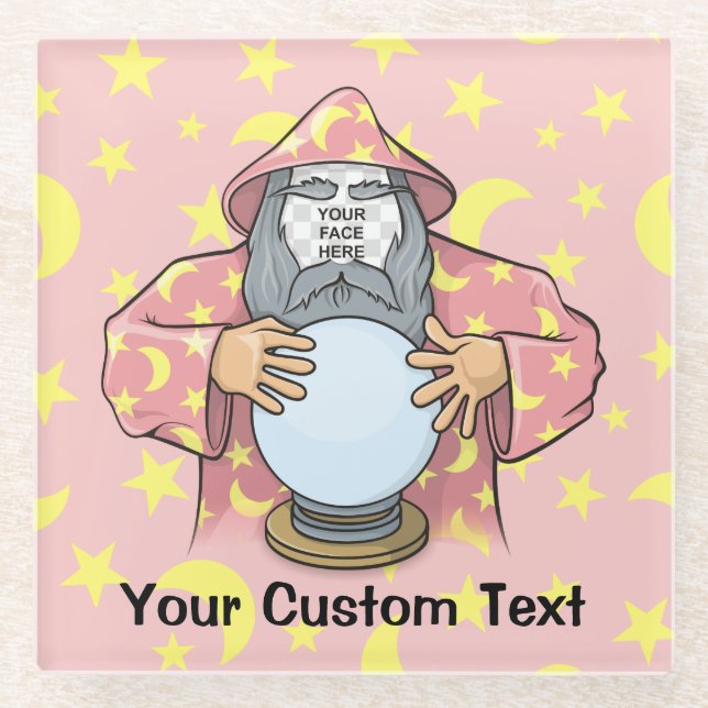 Dessous-de-verre En Verre Wizard with your face (Devant)