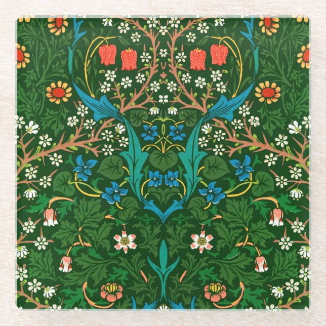 Dessous-de-verre En Verre WM Morris Blackthorn Motif Art nouveau (Devant)