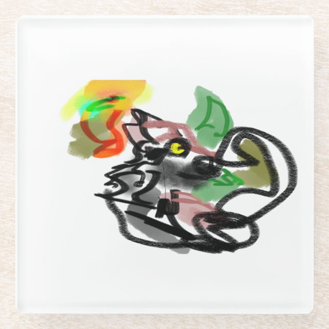 Dessous-de-verre En Verre Wolf autumn runner  (Devant)