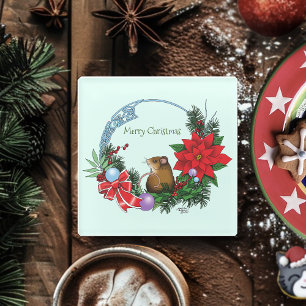 Dessous-de-verre En Verre Wreath de la souris de Noël