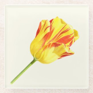 Dessous-de-verre En Verre Yellow and red tulip