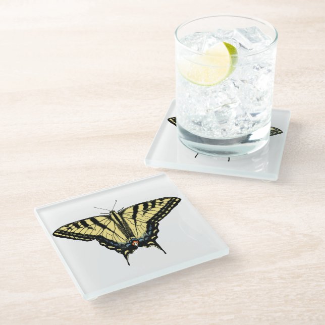 Dessous-de-verre En Verre Yellow Western Swallowtail Butterfly Customizeable (Incliné)