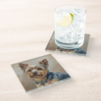 Dessous-de-verre En Verre Yorkshire Terrier Impressionist Art Coaster