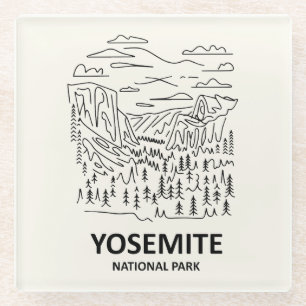 Dessous-de-verre En Verre Yosemite National Park Line Art