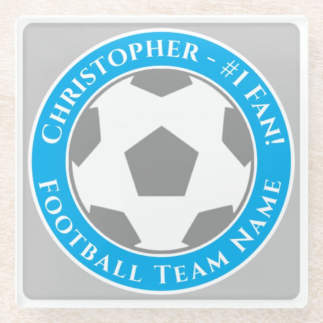 Dessous-de-verre En Verre Your Name plus Football Team Name (Devant)