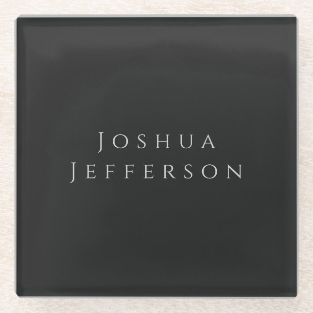 Dessous-de-verre En Verre Your Name Professional Creative Plain Black Grey (Devant)