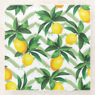 Dessous-de-verre En Verre Zigzag citron : motif vintage à la main.