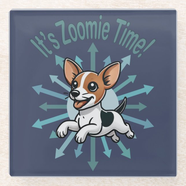Dessous-de-verre En Verre Zoomie Time Rat Terrier (Devant)