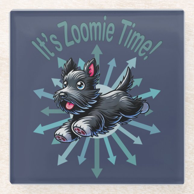 Dessous-de-verre En Verre Zoomie Time Scottish Terrier (Devant)