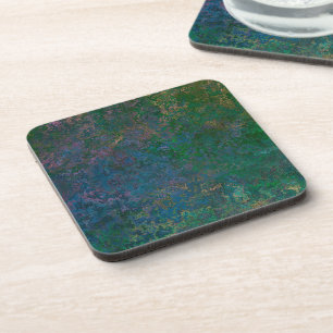 Dessous-de-verre Encre d'alcool vert foncé et bleu Abstrait