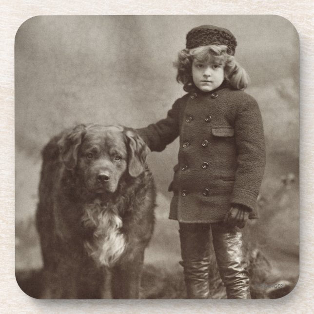 Dessous-de-verre Enfant avec le chien, C1885 (Devant)