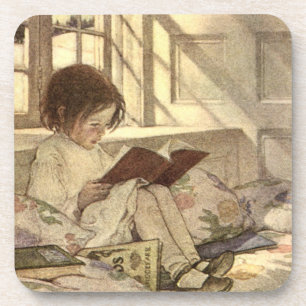Dessous-de-verre Enfant Vintage lisant un livre, Jessie Willcox Smi