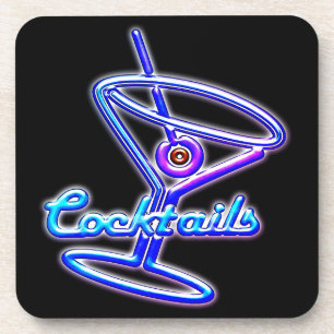Dessous-de-verre Enseigne néon rétro cocktail Martini bar vintage