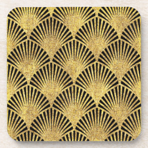 Dessous-de-verre Ensemble de 6 modèles Art déco avec dossier en liè