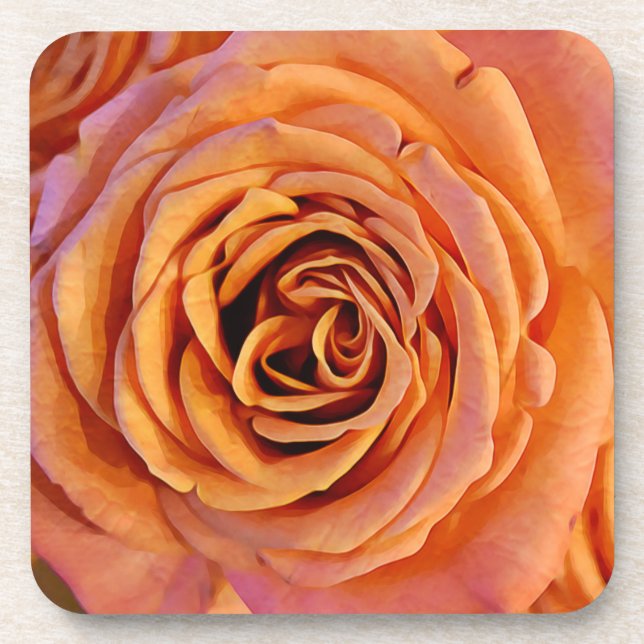 Dessous-de-verre Ensemble de sous-verres Peachy Orange Rose Art (Devant)
