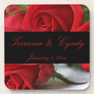 Dessous-de-verre Ensemble personnel de bouquet de rose rouge de