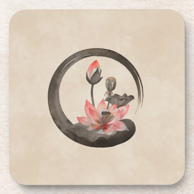 Dessous-de-verre Enso Zen Circle et Lotus (Devant)