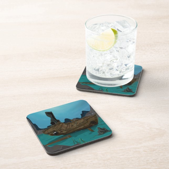 Dessous-de-verre Épave sous l'eau (Côté Droit)
