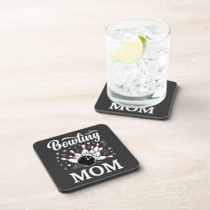 Dessous-de-verre Épingles de cœur de maman de bowling Ligue drôle F