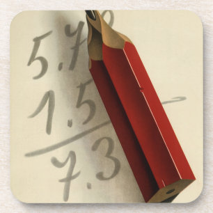 Dessous-de-verre Équation mathématique avec crayon rouge, Vintage