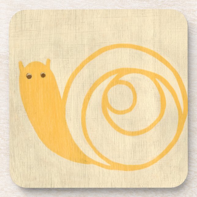 Dessous-de-verre Escargot jaune sur Arrière - plan crème (Devant)