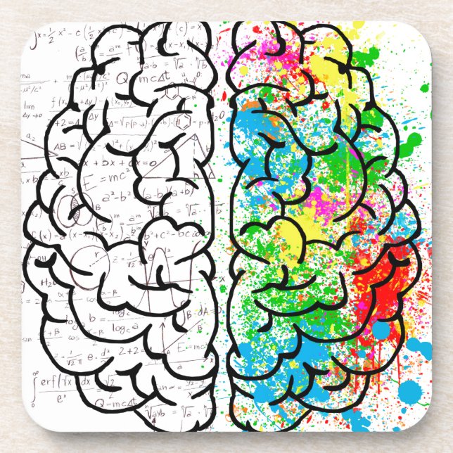 Dessous-de-verre esprit cerveau psychologie idée coeurs (Devant)