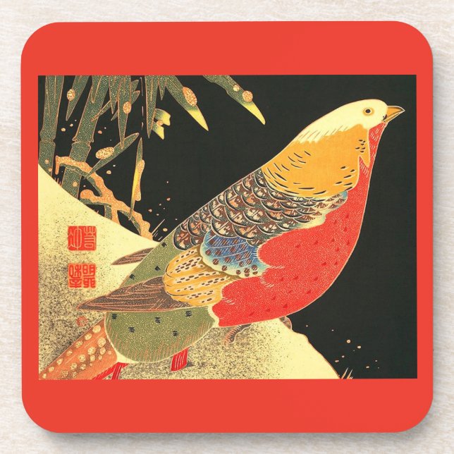 Dessous-de-verre estampe d'oiseau Meiji (Devant)