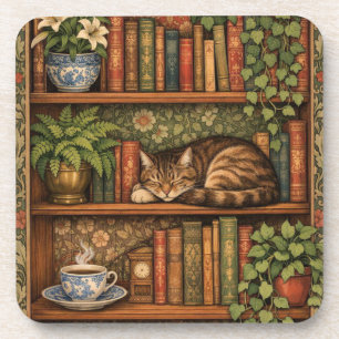 Dessous-de-verre Étagère vintage avec chat et café