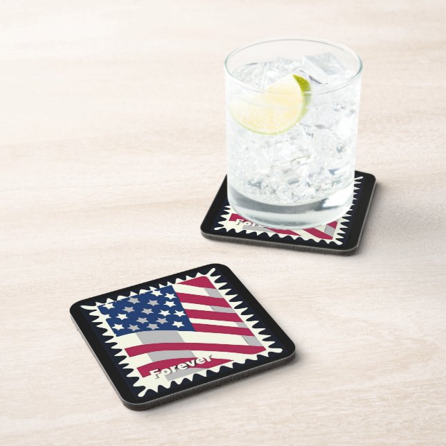 DESSOUS-DE-VERRE ÉTATS-UNIS D'AMÉRIQUE DRAPEAU FOREVER STAMP (Côté Droit)