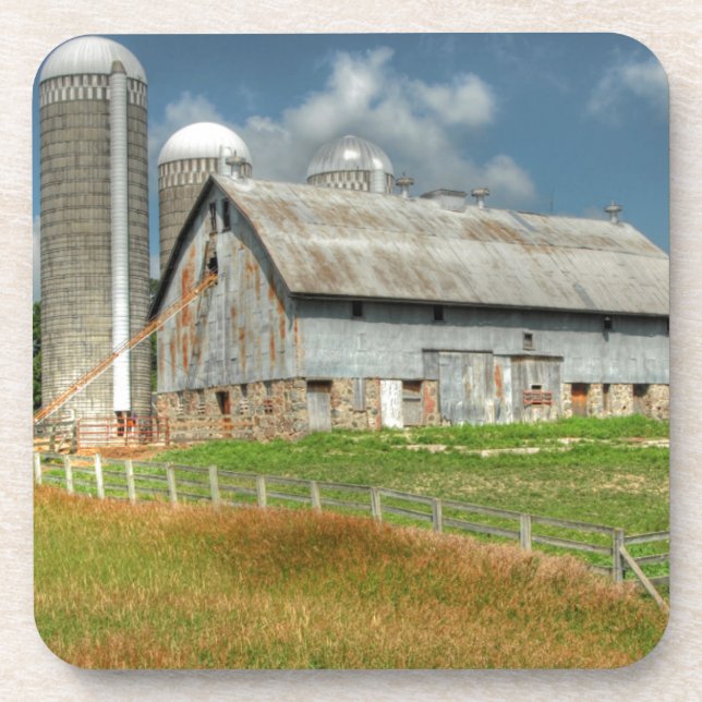 Dessous-de-verre États-Unis, grange et silo du Minnesota (Devant)