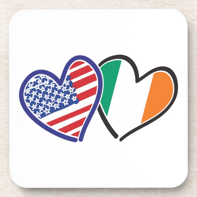 Dessous-de-verre États-Unis Irlande Coeur drapeaux (Devant)