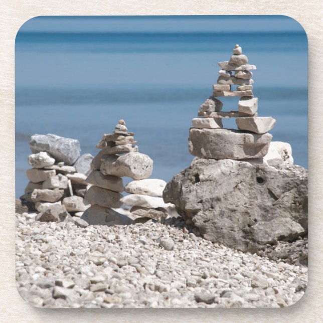 Dessous-de-verre États-Unis, Michigan. Tours En Pierre Sur La Plage (Devant)