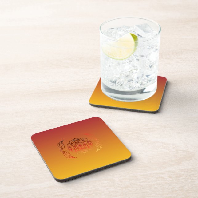 Dessous-de-verre Ethereal Embers – Red & Orange Floral Art (Côté Droit)