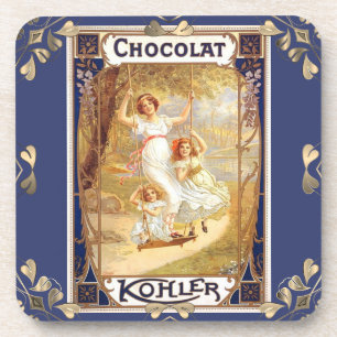 Dessous-de-verre étiquette de chocolat victorienne élégante publici