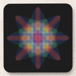 Dessous-de-verre Étoile multicolore Trippy sur surface noire