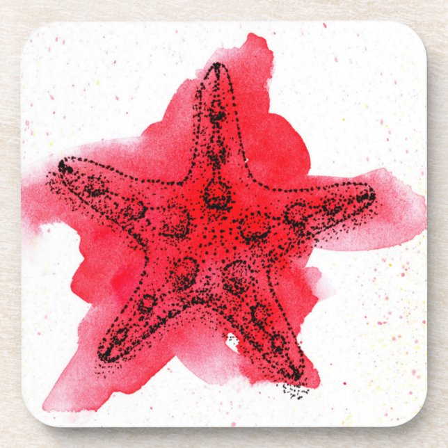 Dessous-de-verre Étoiles de mer d'aquarelle (Devant)