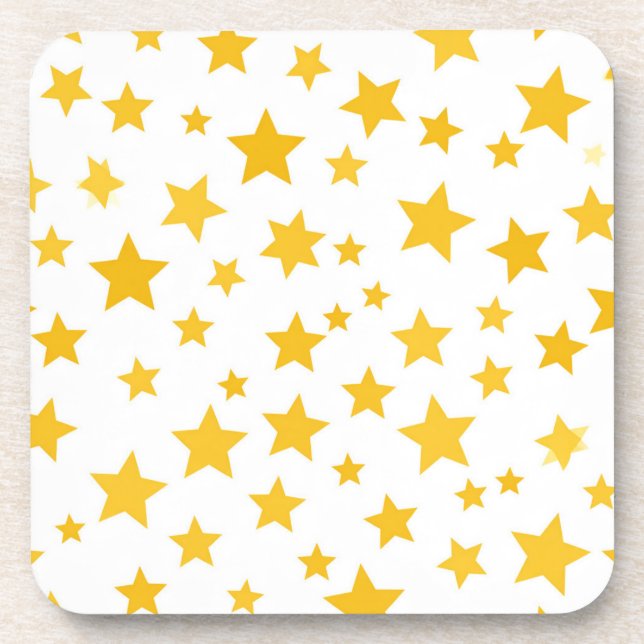 Dessous-de-verre étoiles dorées sur fond blanc (Devant)
