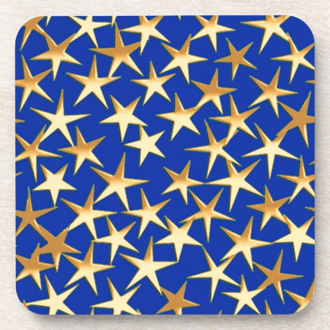 Dessous-de-verre Étoiles dorées sur fond bleu de cobalt (Devant)