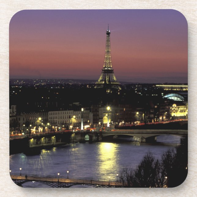 Dessous-de-verre Europe, France, Paris, Vue couchée de soleil sur E (Devant)