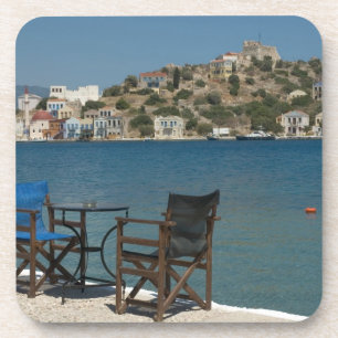 Dessous-de-verre Europe, Grèce, Kastellorizo : chaises au bord