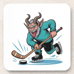 Dessous-de-verre Evil Krampus Jouer Hockey sur glace Sport de Noël