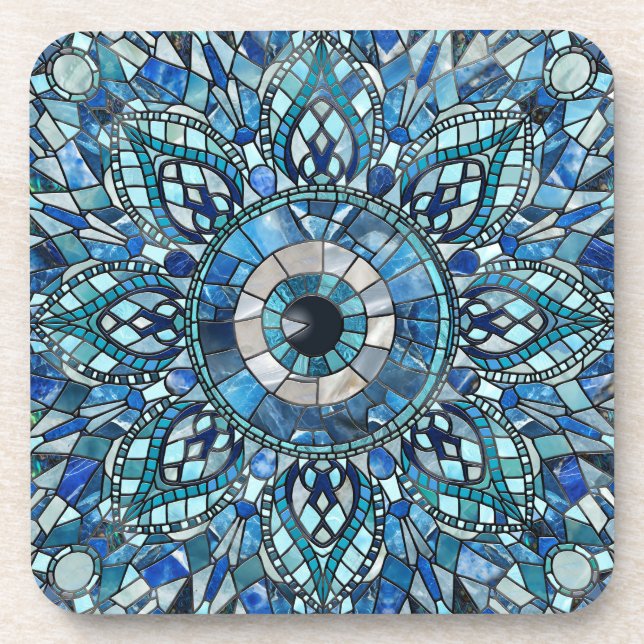Dessous-de-verre Evil Oeil Amulet Mosaic Mandala Art (Devant)