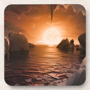 Dessous-de-verre Exoplanet Trappist-1f De Son Côté Nocturne Icy.