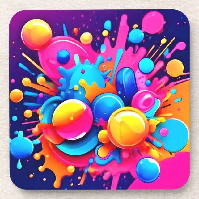 Dessous-de-verre Explosion colorée de bulle (Devant)