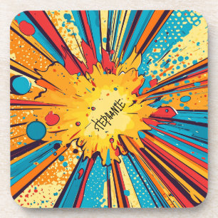 Dessous-de-verre Explosion d'art pop de style comique (11)