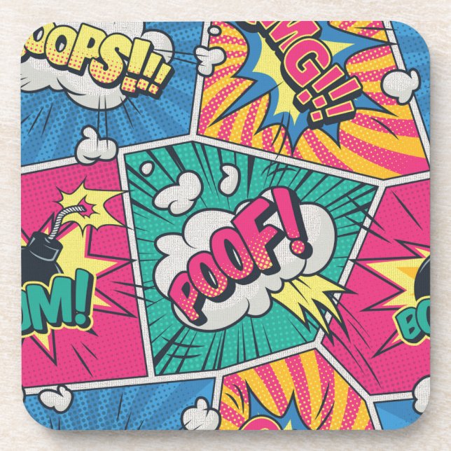 Dessous-de-verre Explosion de bande dessinée rétro - Pop Art vibran (Devant)