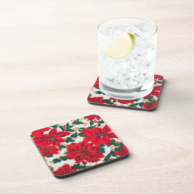 Dessous-de-verre Fabuleux Poinsettias Rouge Beverage Coaster (Côté Droit)