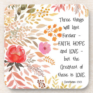Dessous-de-verre "Faith Hope Love" Orange or aquarelle Floral