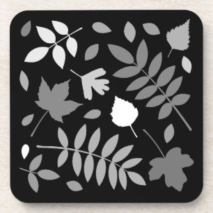 Dessous-de-verre Fallen Feuille Design Gris Blanc Noir